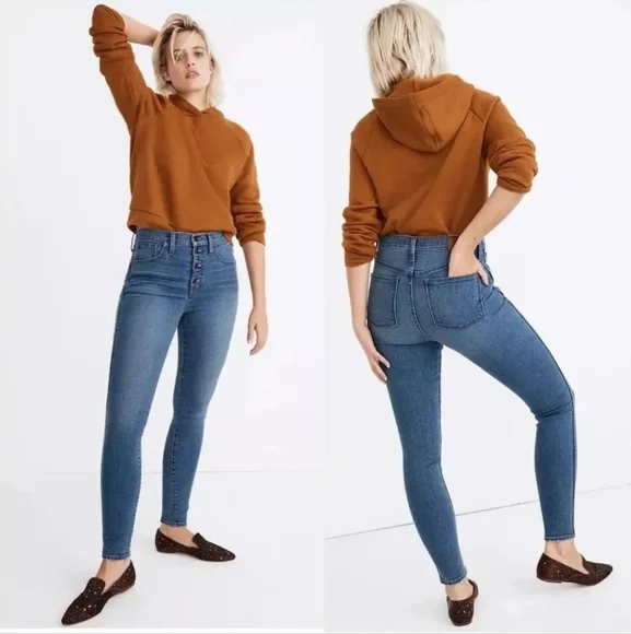 Madewell 10” High Rise Blue Skinny Jeans - Size 30 - Picture 5 of 6
